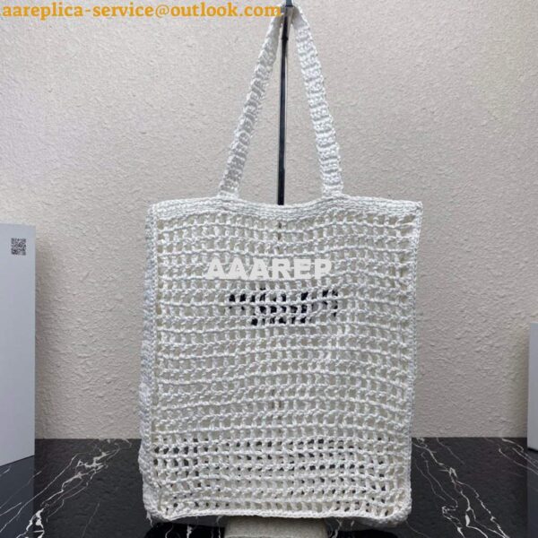 Replica Prada 1BG393 Raffia tote bag White 4