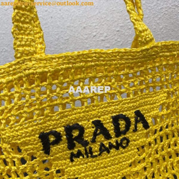 Replica Prada 1BG393 Raffia tote bag Yellow 6