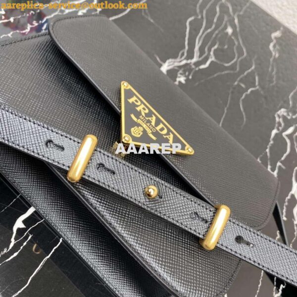 Replica Prada 1BD320 Prada Emblème Saffiano Shoulder Bag Black 8