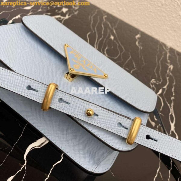 Replica Prada 1BD320 Prada Emblème Saffiano Shoulder Bag Light Blue 5