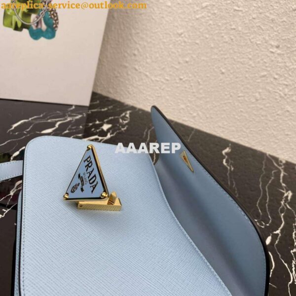 Replica Prada 1BD320 Prada Emblème Saffiano Shoulder Bag Light Blue 6