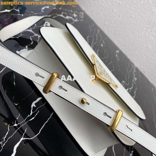 Replica Prada 1BD320 Prada Emblème Saffiano Shoulder Bag White 8