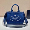 Replica Prada 1BG439 Denim Tote bag White 2