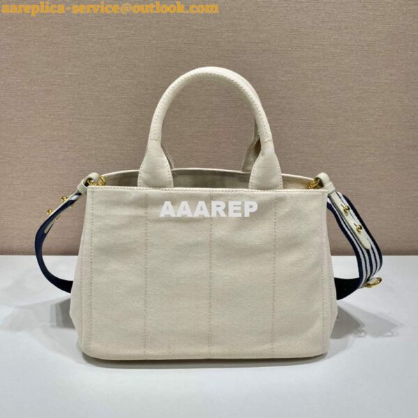 Replica Prada 1BG439 Denim Tote bag White 3