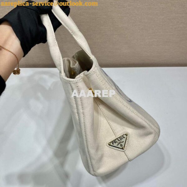 Replica Prada 1BG439 Denim Tote bag White 6