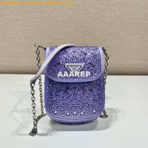 Replica Prada 1BH185 Mini Cleo satin bag with crystals Purple