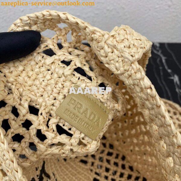 Replica Prada 1BG393 Raffia tote bag Apricot 8