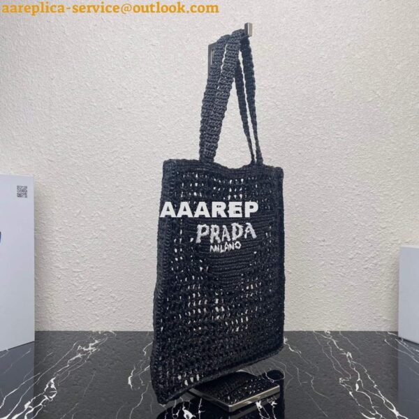 Replica Prada 1BG393 Raffia tote bag Black