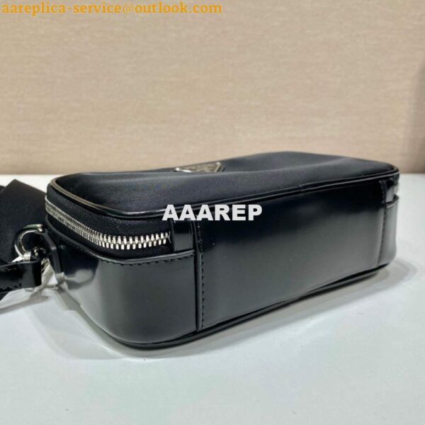 Replica Prada 2VH070 Saffiano nylon leather Prada Brique bag Black 4