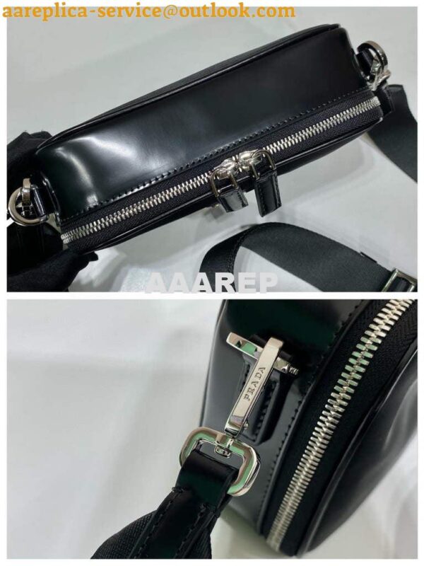 Replica Prada 2VH070 Saffiano nylon leather Prada Brique bag Black 6