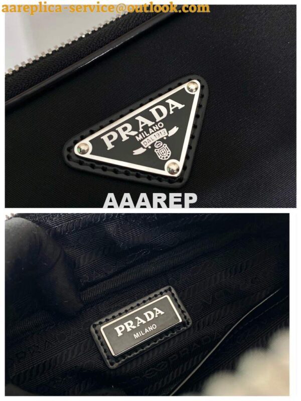 Replica Prada 2VH070 Saffiano nylon leather Prada Brique bag Black 8