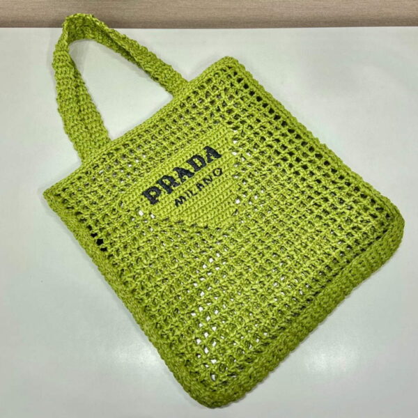 Replica Prada 1BG393 Raffia tote bag Green