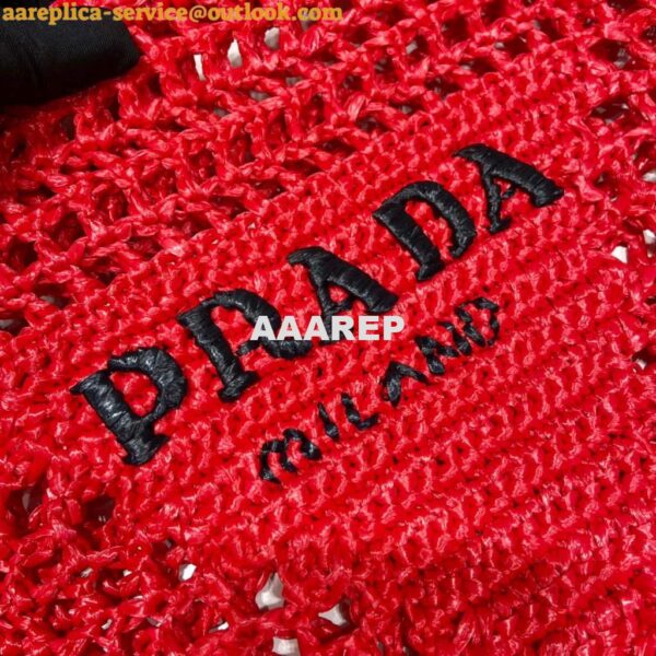 Replica Prada 1BG393 Raffia tote bag Red 4