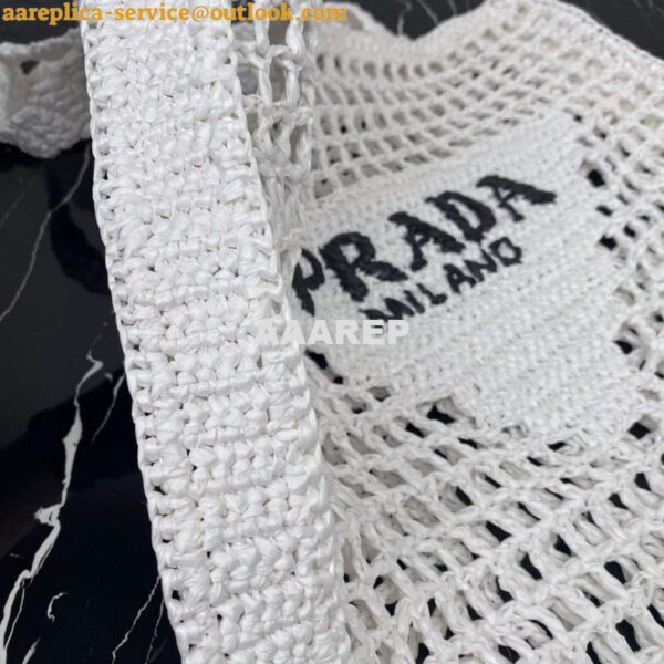 Replica Prada 1BG393 Raffia tote bag White 6