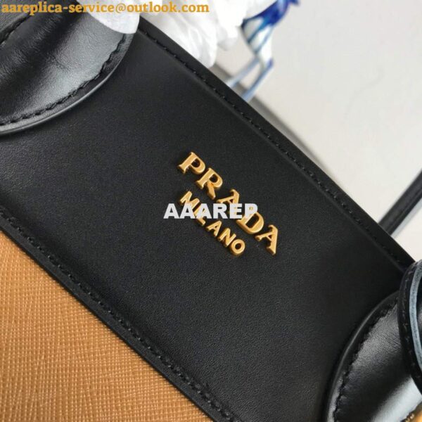 Replica Prada 1BA046 Medium Esplanade Leather Tote Bag Apricot and Black 4