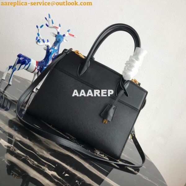 Replica Prada 1BA046 Medium Esplanade Leather Tote Bag Black 4