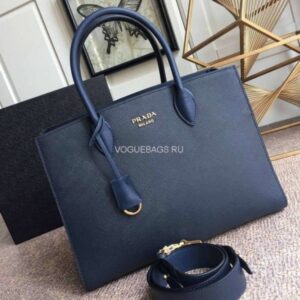 Replica Prada 1BA153 Large Saffiano Leather Handbag In Navy Blue