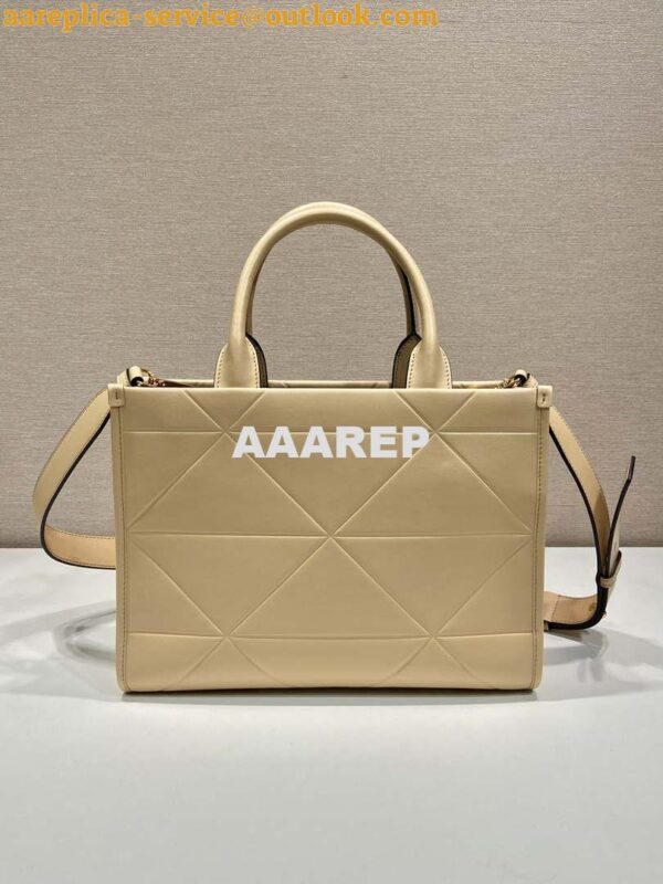 Replica Prada 1BA379 Small leather Prada Symbole bag with topstitching Apricot 3