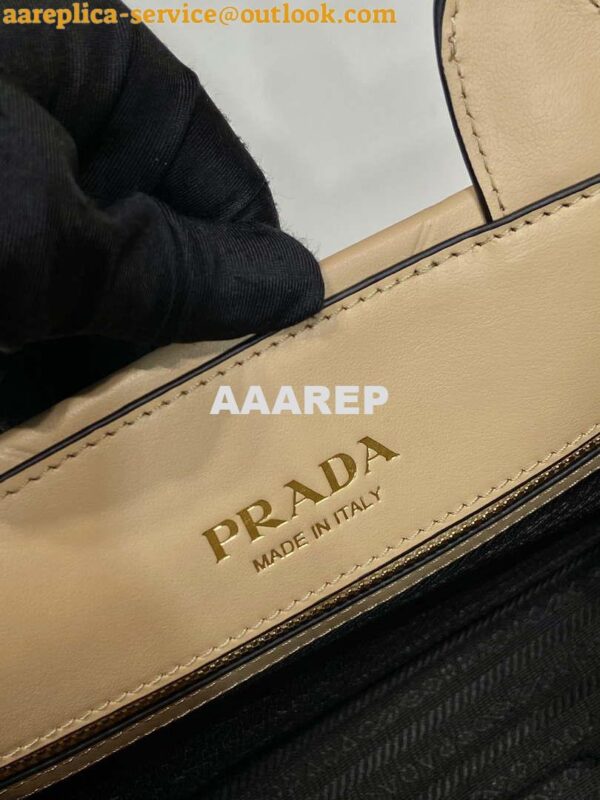 Replica Prada 1BA379 Small leather Prada Symbole bag with topstitching Apricot 8