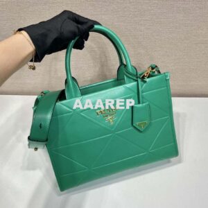 Replica Prada 1BA379 Small leather Prada Symbole bag with topstitching Green 2