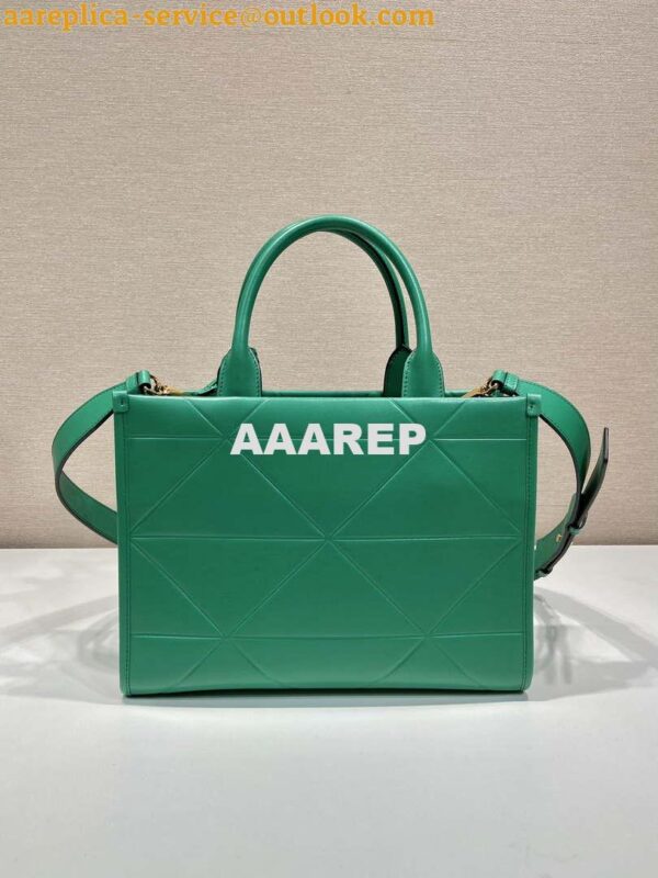 Replica Prada 1BA379 Small leather Prada Symbole bag with topstitching Green 4