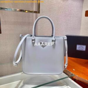 Replica Prada 1BA330 Brushed Leather Tote Bag Light Blue