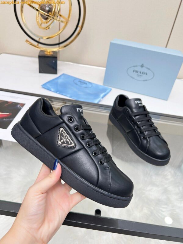 Replica Prada Women's Sneakers in Black Padded Nappa Leather 8