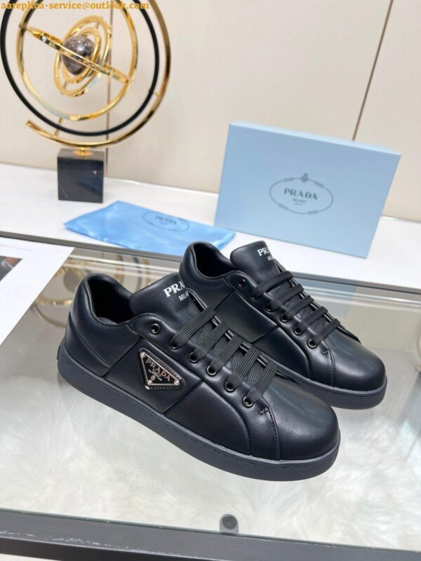 Replica Prada Women's Sneakers in Black Padded Nappa Leather 9