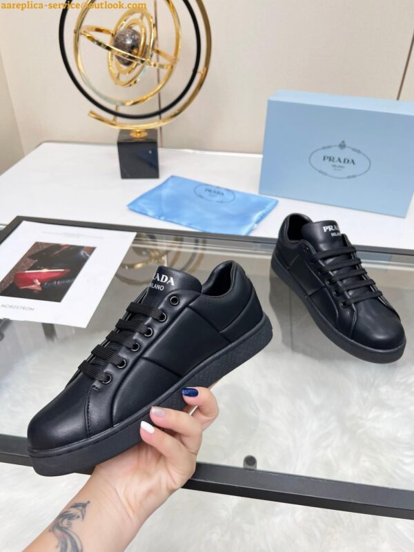 Replica Prada Women's Sneakers in Black Padded Nappa Leather 10