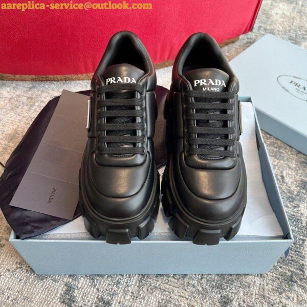 Replica Prada Women's Sneakers in Black Padded Nappa Leather 14