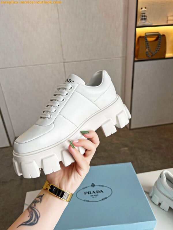 Replica Prada Women's Sneakers in White Padded Nappa Leather 8