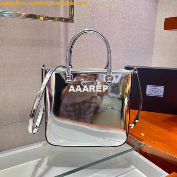 Replica Prada 1BA330 Brushed Leather Tote Bag Silver 3