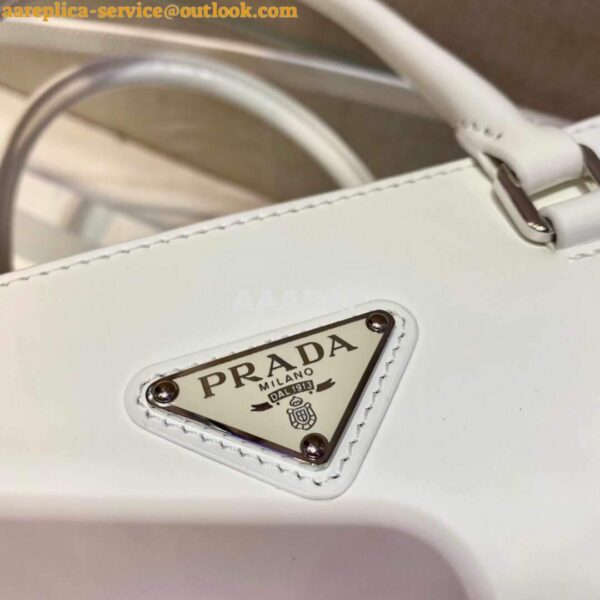 Replica Prada 1BA330 Brushed Leather Tote Bag White 8