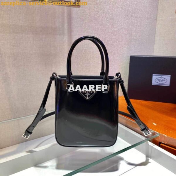 Replica Prada 1BA331 Small Brushed Leather Tote Black 3