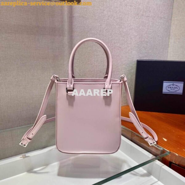 Replica Prada 1BA331 Small Brushed Leather Tote Pink 5