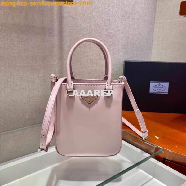 Replica Prada 1BA331 Small Brushed Leather Tote Pink 6