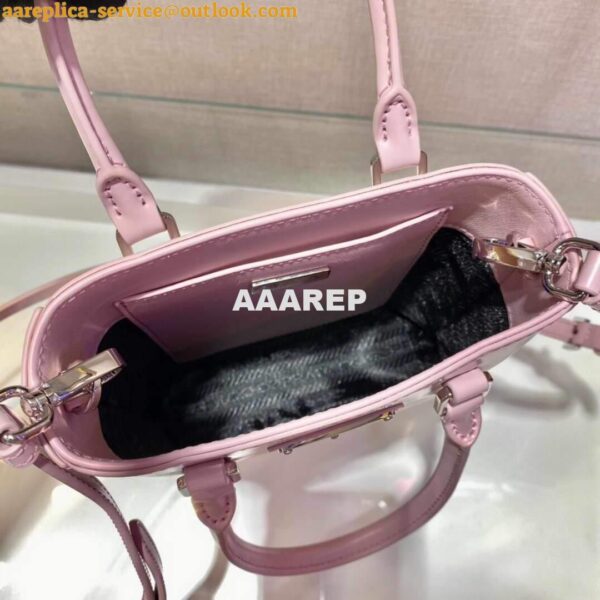 Replica Prada 1BA331 Small Brushed Leather Tote Pink 9