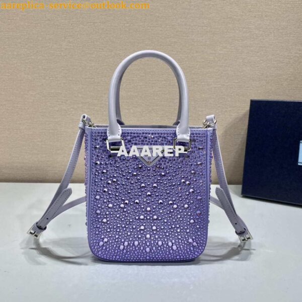 Replica Prada 1BA331 Small satin tote bag with crystals Purple 3