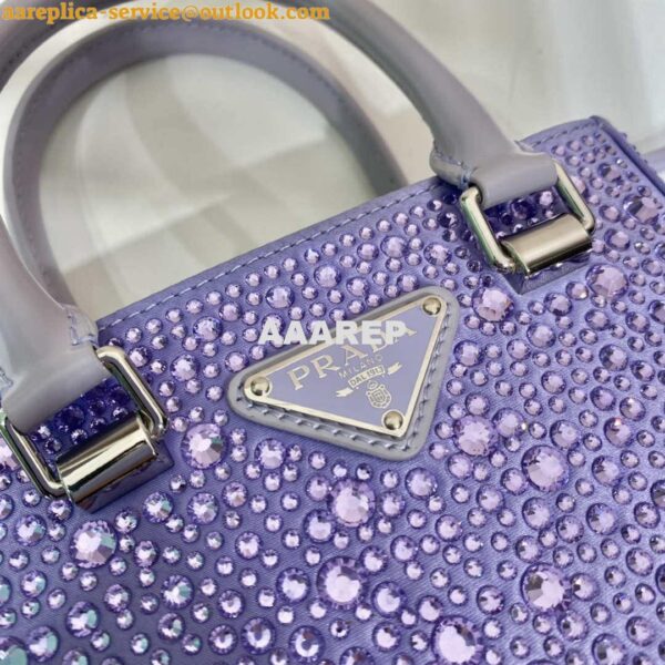 Replica Prada 1BA331 Small satin tote bag with crystals Purple 8