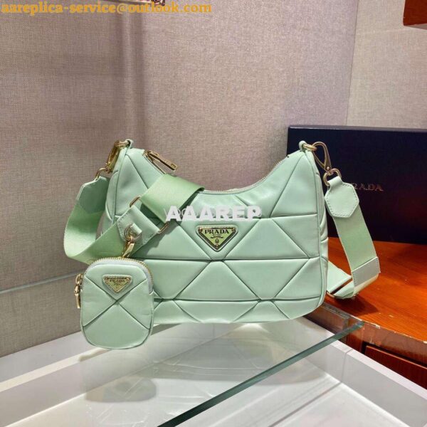 Replica Prada 1BC151 Prada Padded Calfskin Shoulder Bag in Green 3