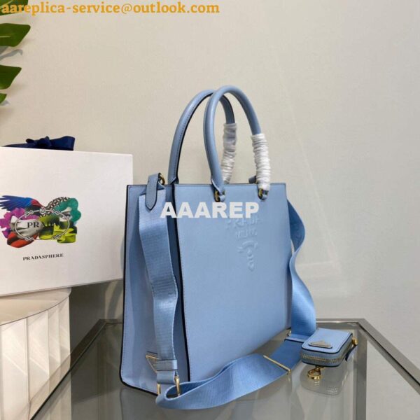 Replica Prada 1BA335 Large Saffiano leather handbag Blue 2