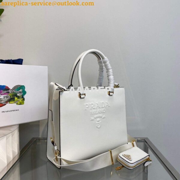 Replica Prada 1BA337 Medium Saffiano leather handbag White 2