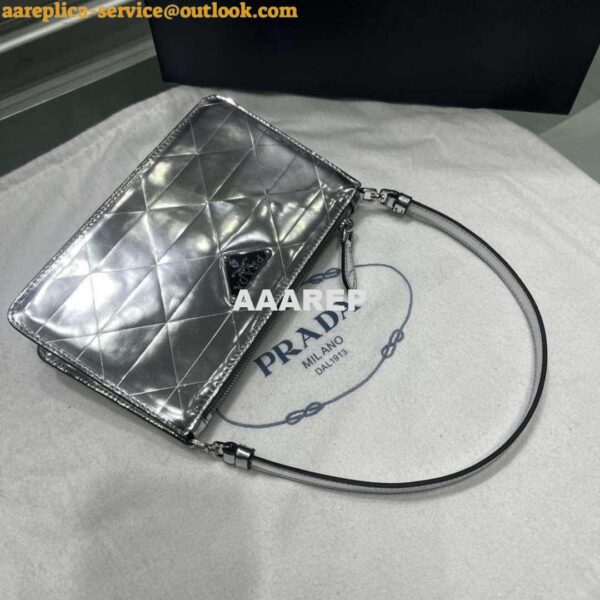 Replica Prada 1BC155 Saffiano leather mini Shoulder bag Silver 6