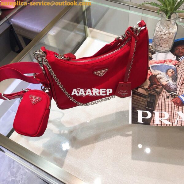 Replica Prada Re-Edition Nylon Multi-Pochette Bag 1BH204 Red 4