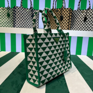 Replica Prada 1BA354 Small Prada Symbole jacquard fabric handbag Green White