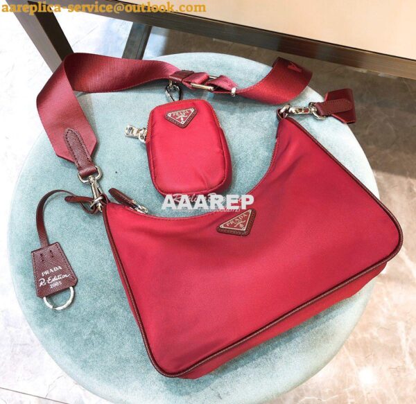 Replica Prada Re-Edition Nylon Multi-Pochette Bag 1BH204 Wine 3