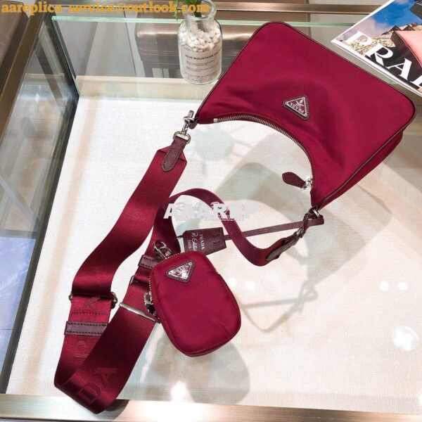 Replica Prada Re-Edition Nylon Multi-Pochette Bag 1BH204 Wine 6