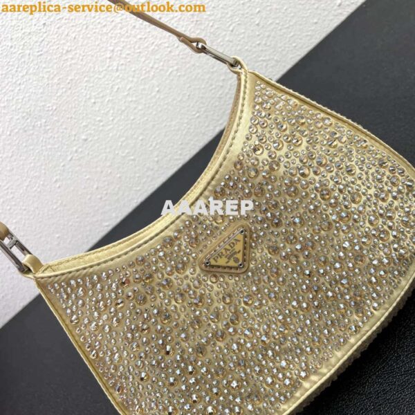 Replica Prada 1BC169 Prada Cleo satin bag with appliqués Gold 5