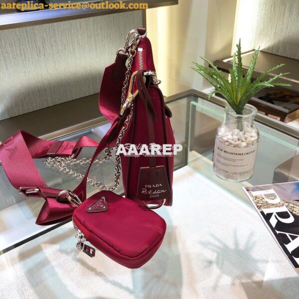 Replica Prada Re-Edition Nylon Multi-Pochette Bag 1BH204 Wine 8