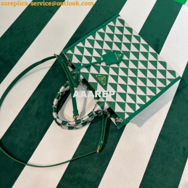 Replica Prada 1BA354 Small Prada Symbole jacquard fabric handbag Green White 8